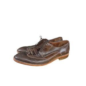 Belvedere Borgo Ostrich & Calfskin Wingtip Shoes Brown Size 11 D